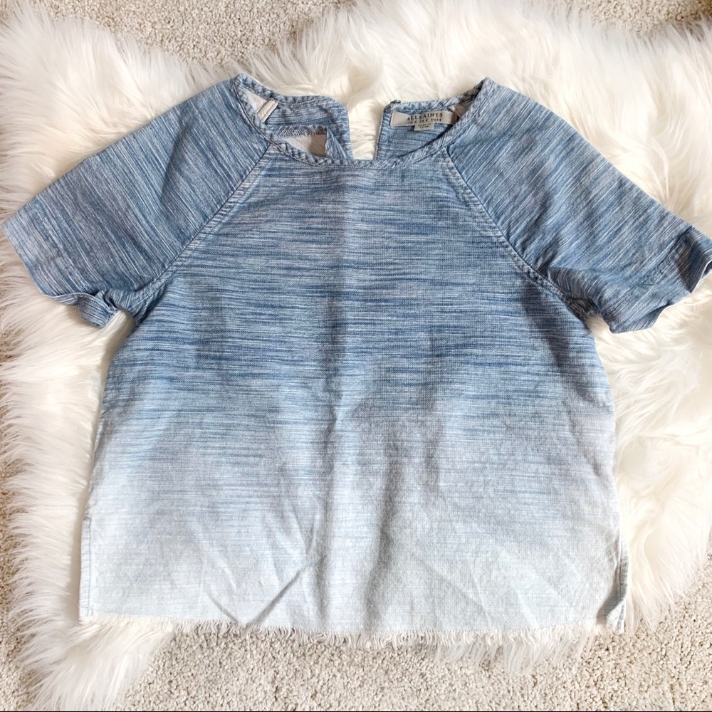 All Saints Jina Tee US 2 Xs Ombré Cotton denim